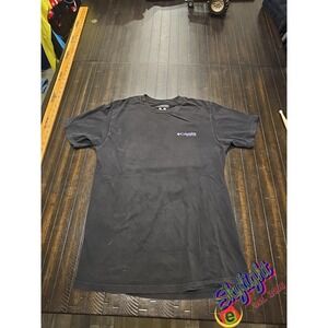 Columbia Mens Black Short Sleeve Shirt Graphic Spell Out Pfg Fishing Sz M